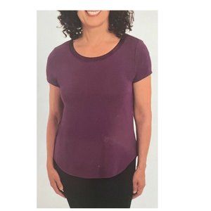 NWT Joan Vass Ladies' Satin Collar Blouse Top Deep Purple Size M $55 C786